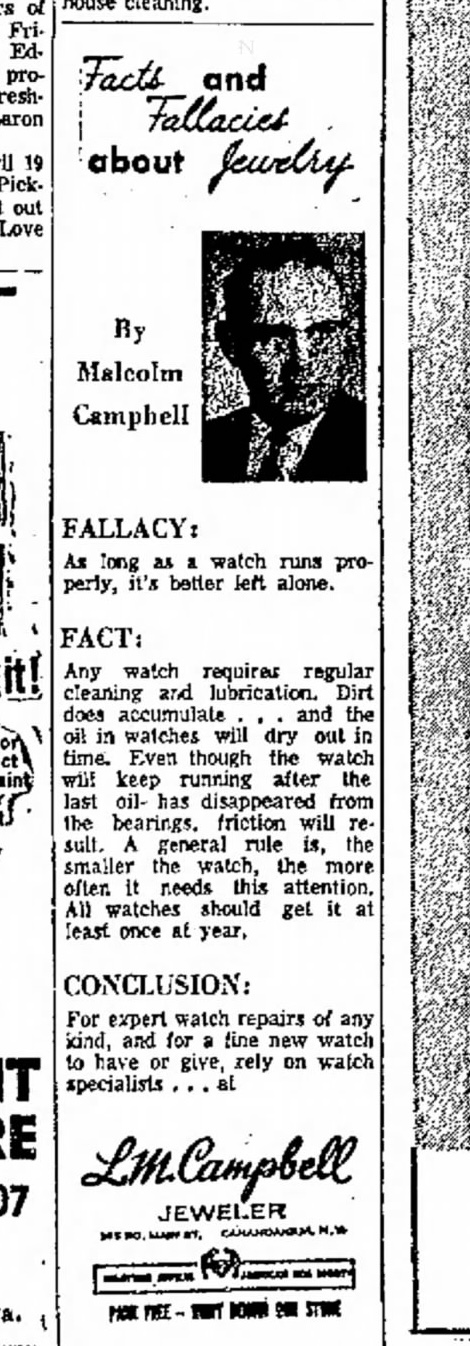 Facts and Fallacies clipping with a portrait of Malcolm Campbell